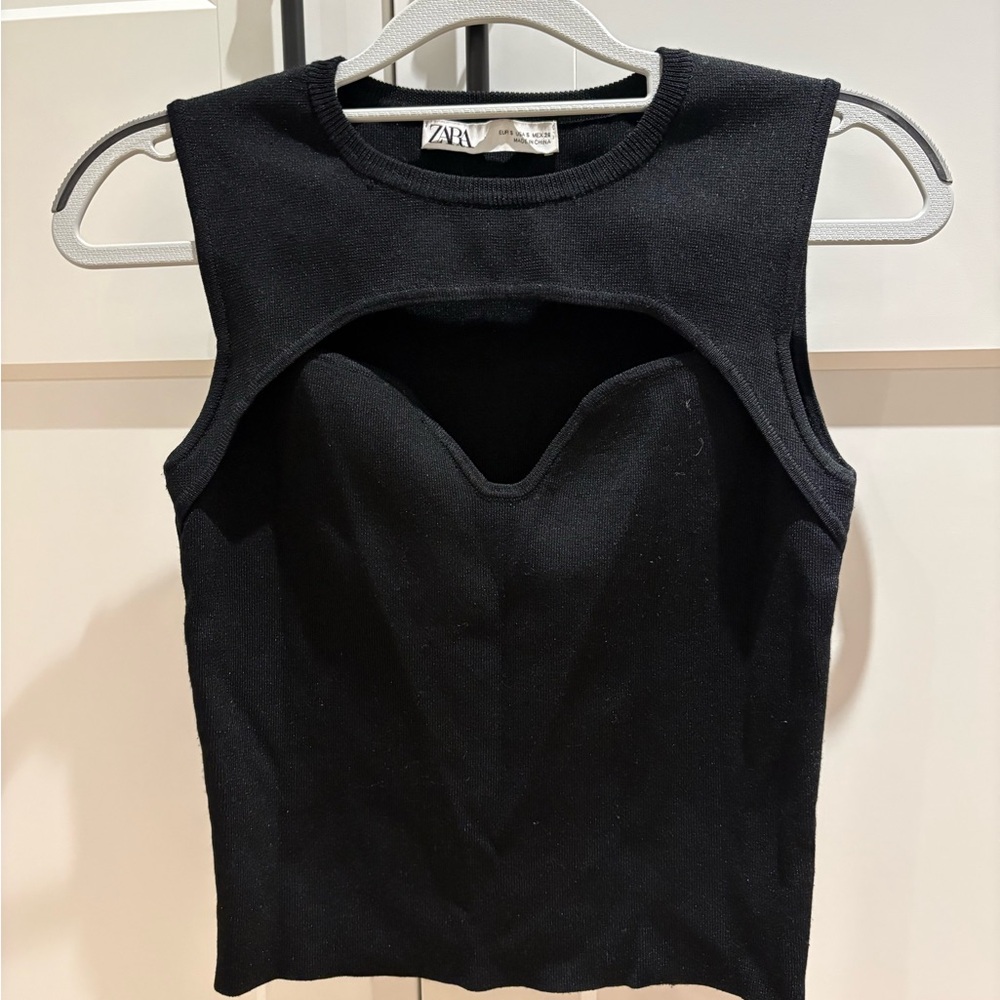 Zara Black Sweetheart Cutout Tank